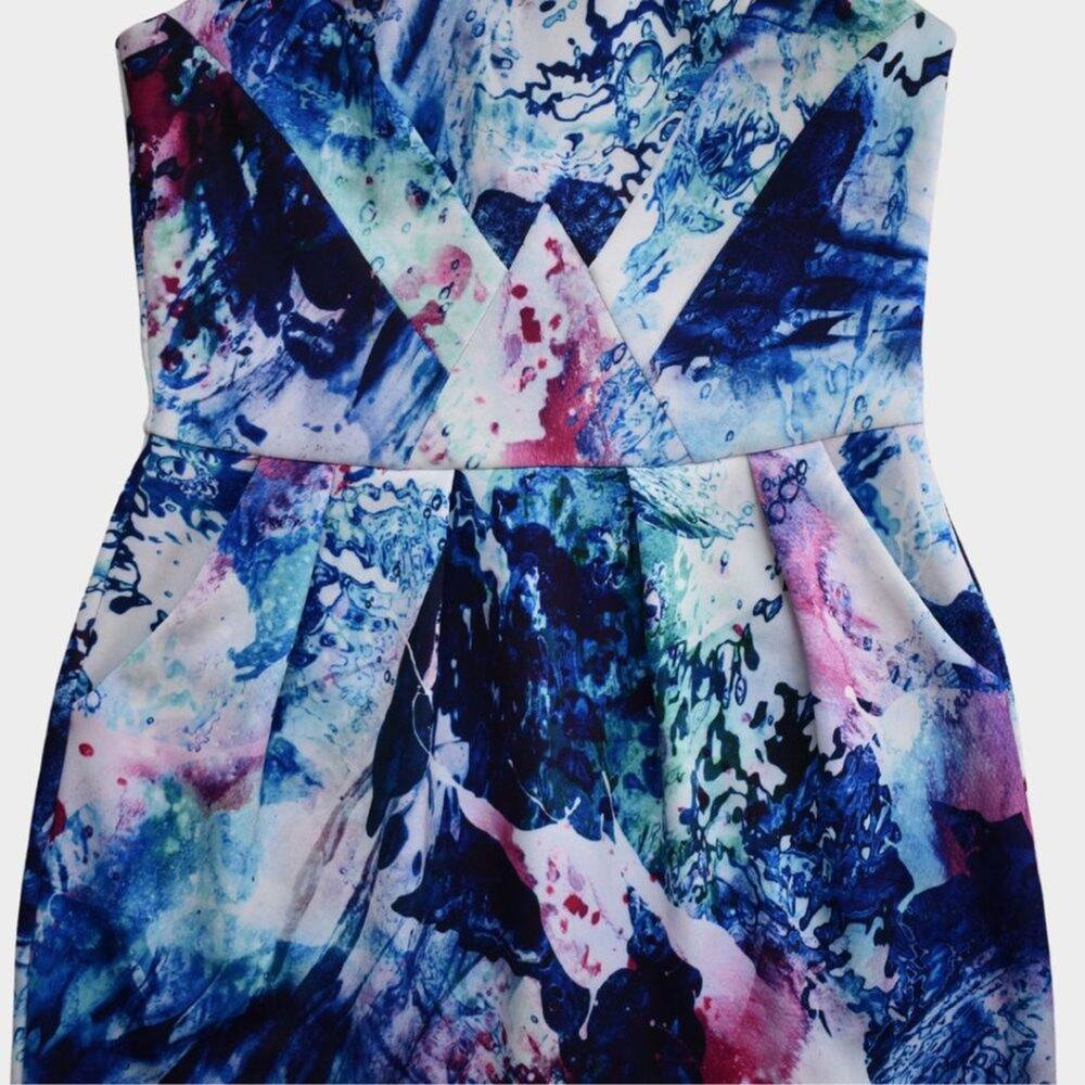 AMANDA UPRICHARD Reeves Dress Heritage Wash Abstract Watercolor Sheath XS - Picture 6 of 9